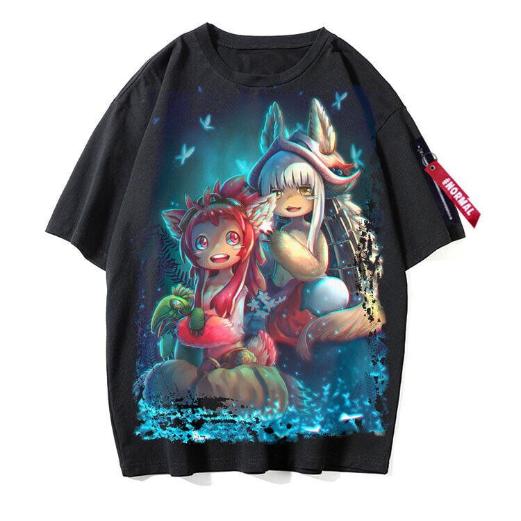 Anime Made in Abyss Nanachi Cosplay Short Sleeve Black Casual T-shirt