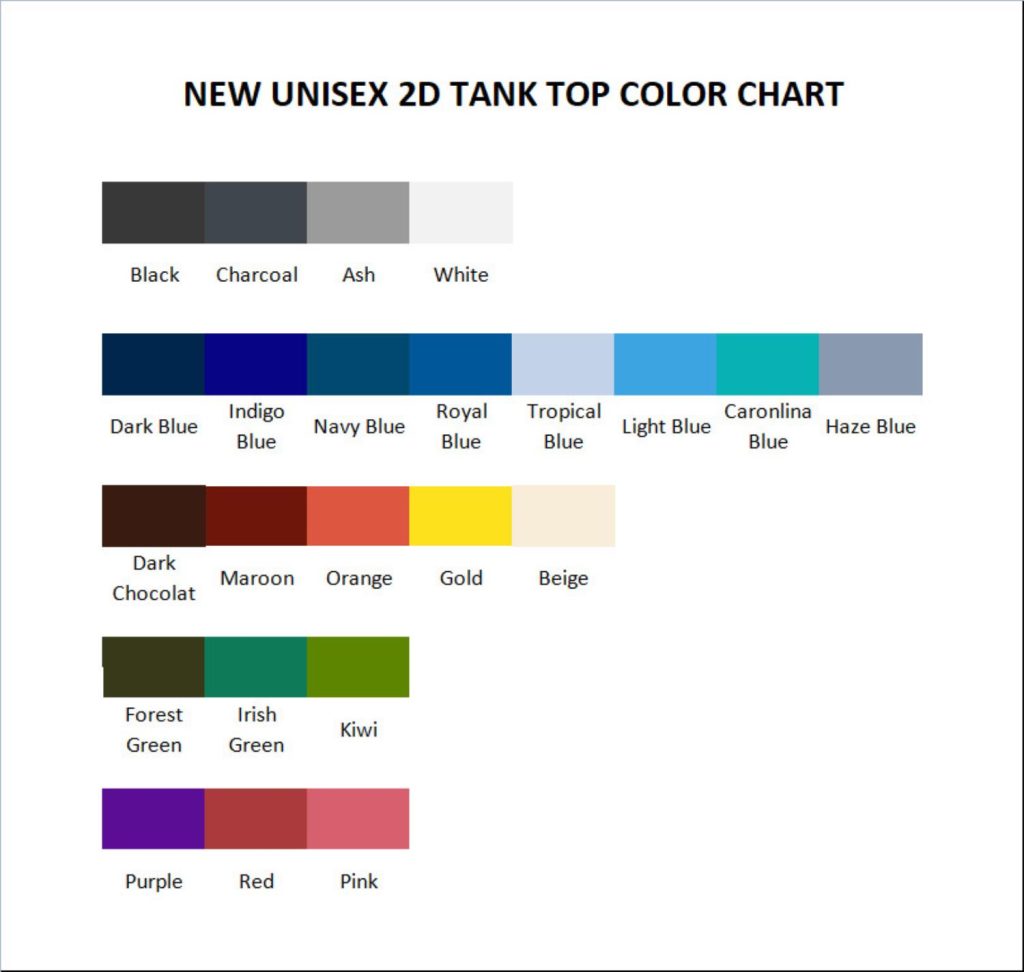 tank top color chart - Made In Abyss Merch